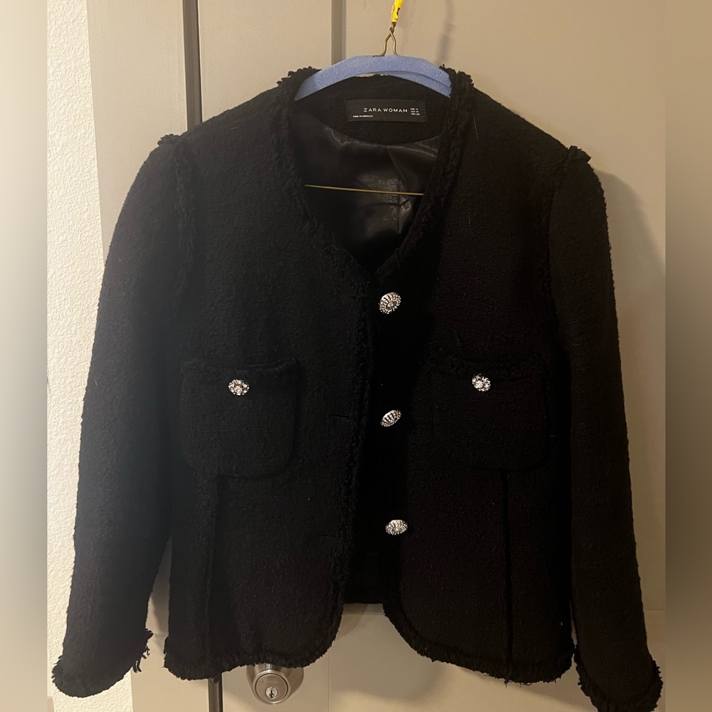 Zara black tweed jacket size M - perfect for casual business / work